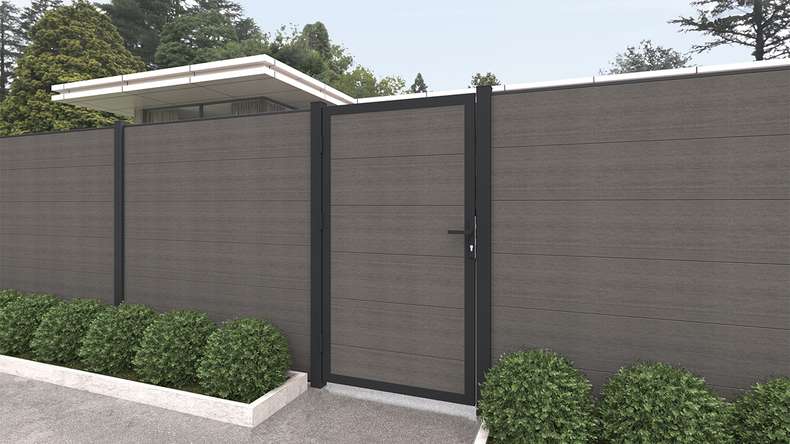 planeo INFINITY XL-Board - recinzione a innesto WPC CoEx grigio scuro 176 x 183
