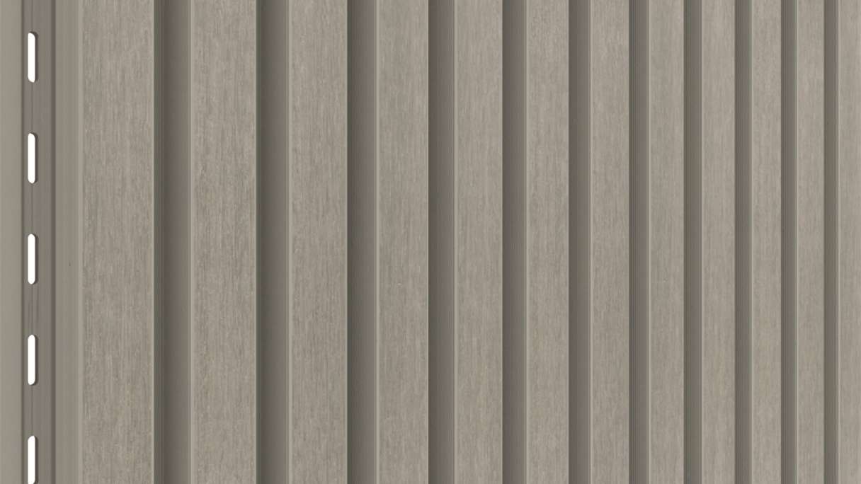 planeo LINEA Slim - Rivestimento per facciate in WPC CoEx, grigio chiaro, 2900 x 215 mm