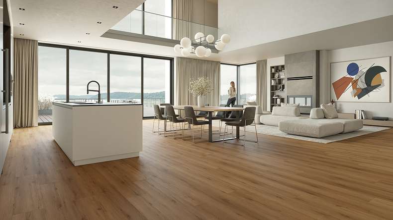 planeo Vinile rigido a incastro - HOMEtec Pro 50 IXPE Natural Field Oak | Isolamento acustico integrato (RP-G50-4)