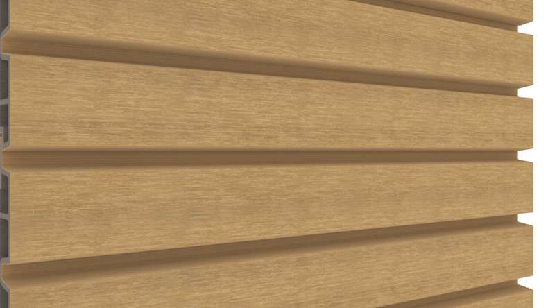planeo LINEA Wide - Rivestimento per facciate in WPC CoEx, colore sabbia, 2900 x 181 mm