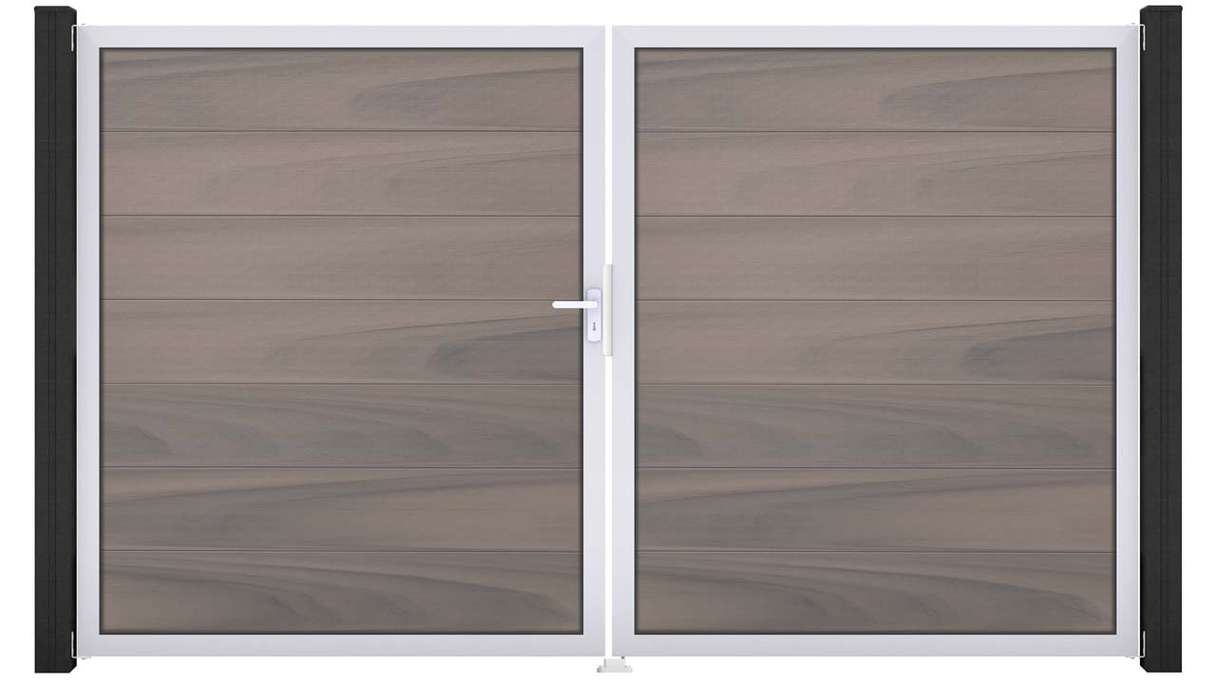 planeo Gardence Strong XL - Cancello BPC - a 2 ante, bicolore co-ex con telaio in alluminio