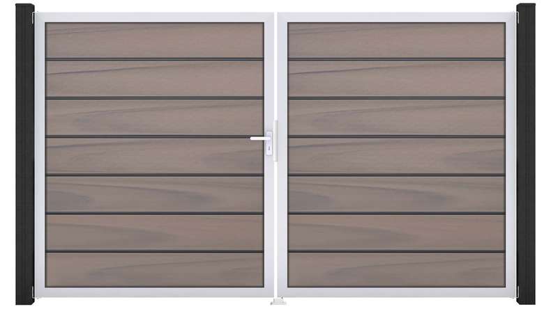 planeo Gardence Deluxe - Porta BPC - DIN Sinistro 2 ante Bicolore co-ex con telaio in alluminio argentato