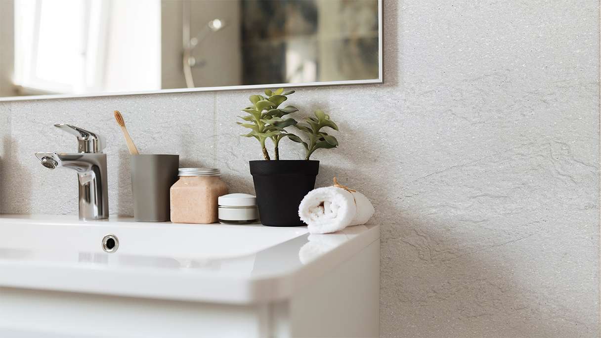 planeo EVOLITH Slate&Stone - Rivestimento in pietra naturale Crystal White 1220 x 610 mm