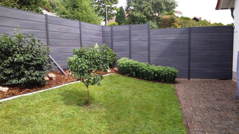 planeo Gardence Deluxe - Recinzione premium BPC stone grey coex