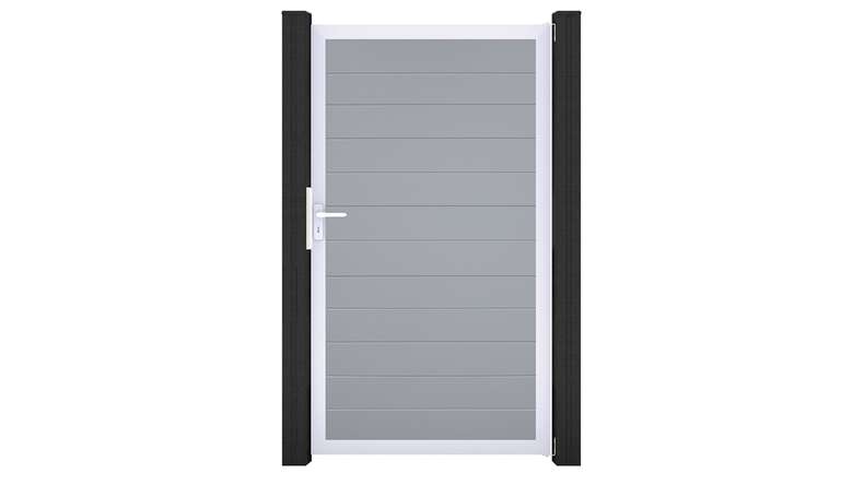planeo Gardence Simply Small - Cancello universale in PVC grigio argento con telaio in alluminio 100 x 180 cm