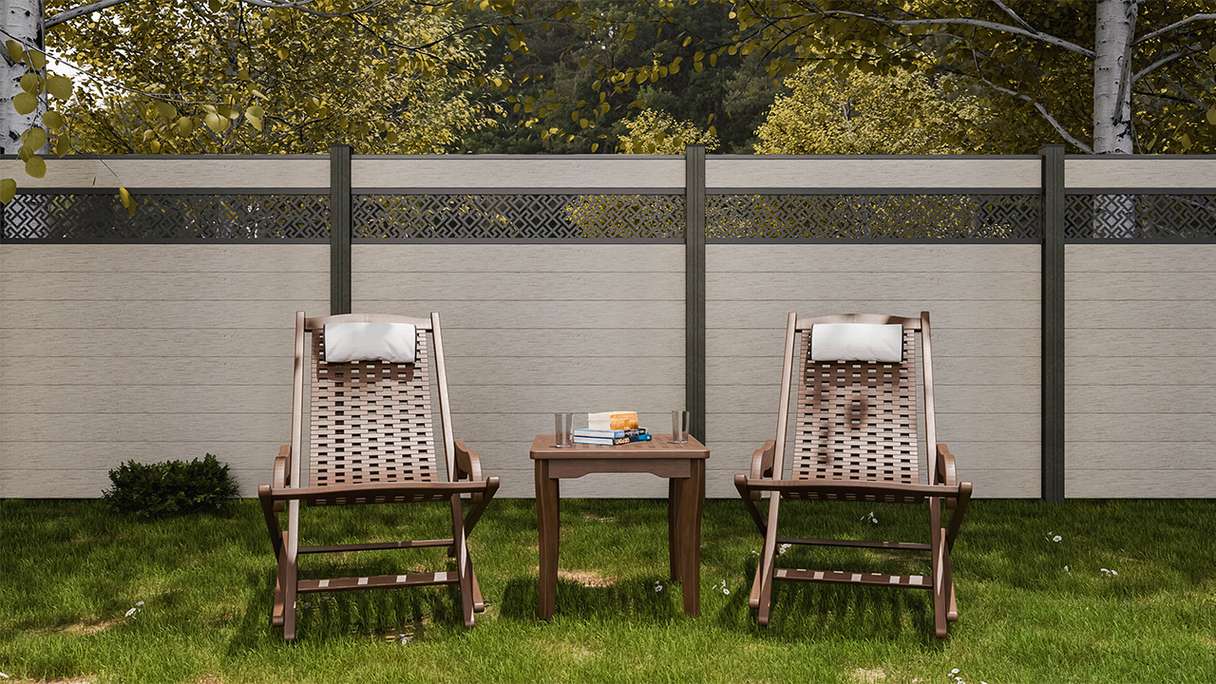 planeo Gardence Strong - recinzione a innesto BPC Abstract Bi-Color Sand 180 x 180 cm