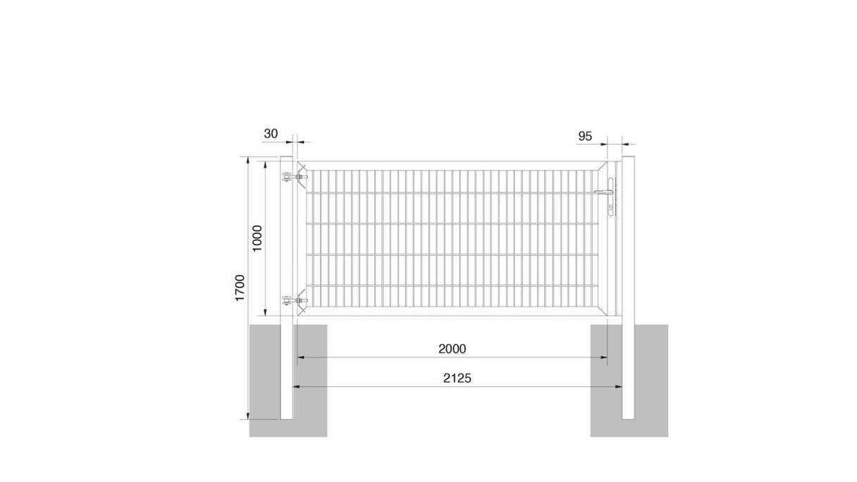 Porta universale pesante a 1 pannello antracite A 1000 x L 2125 mm inclusi i pali della porta