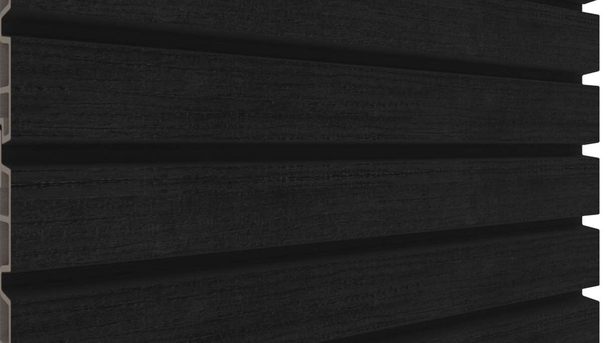 planeo LINEA Wide - Rivestimento per facciate in WPC CoEx, nero, 2900 x 181 mm