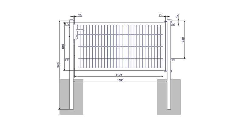 Porta universale media a 1 pannello zincata a caldo A 800 x L 1590 mm inclusi i pali della porta