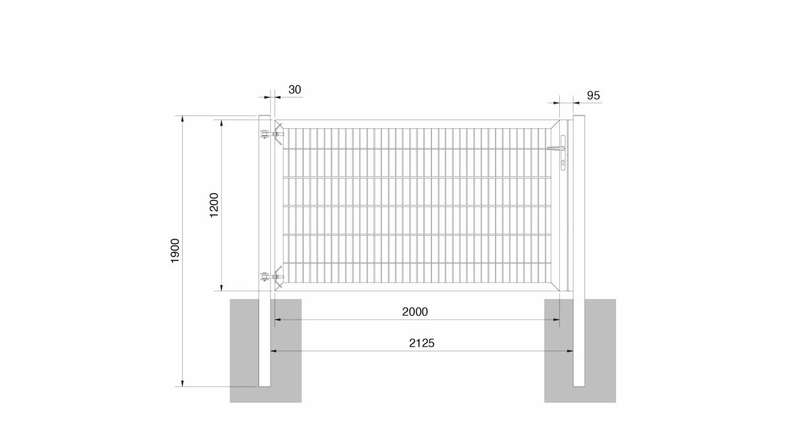 Porta universale pesante a 1 pannello antracite A 1200 x L 2125 mm inclusi i pali della porta
