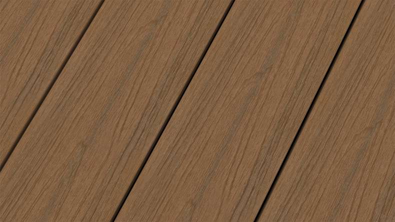 planeo WOODLine Nature - Pannello per decking rivestito in WPC CoEx a camera cava - Burma teak 3m strutturato/liscio spazzolato