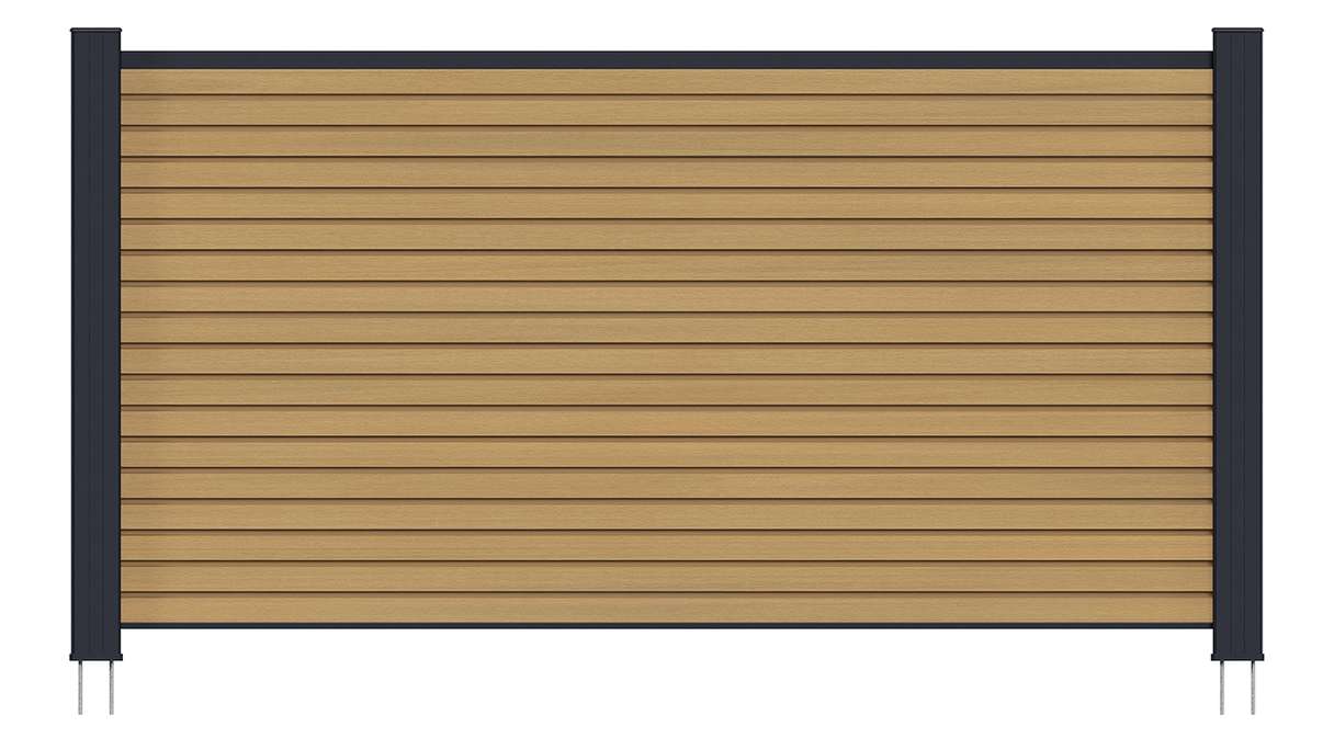 planeo LINEA - Recinzione da giardino a incastro in WPC CoEx Rhombus, color sabbia, 180 x 90 cm