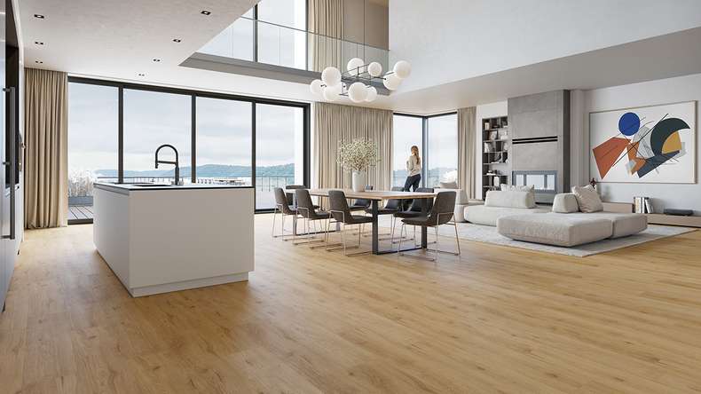 planeo Vinile rigido a incastro - HOMEtec Pro 50 IXPE Avorio Rovere naturale | Isolamento acustico integrato (RP-G50-6)