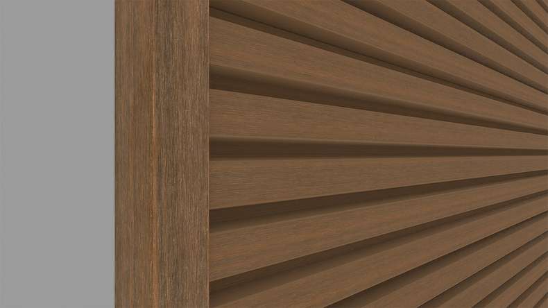 planeo LINEA - Profilo terminale in alluminio CoEx Burma Teak 3000 x 74 x 61 mm