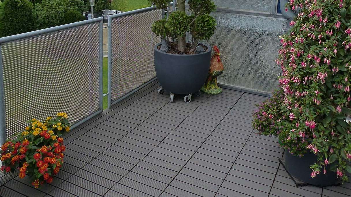 planeo pavimenti WPC piastrella per patio antracite 30x30 cm - 6 pz.