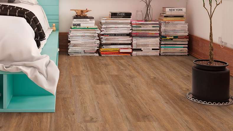 planeo Vinile rigido a incastro - FlexCore 55 Chocolate Oak | Isolamento acustico integrato (plfc-5145FS55)