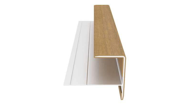 planeo LINEA - Profilo terminale in alluminio CoEx, color sabbia, 3000 x 74 x 61 mm