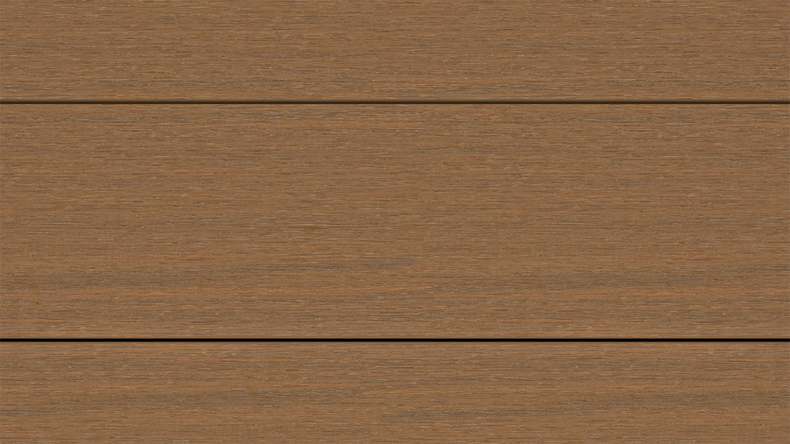 planeo UNIDeck - Doghe per terrazza rivestite in WPC CoEx, teak birmano, 3 m - strutturate/spazzolate lisce