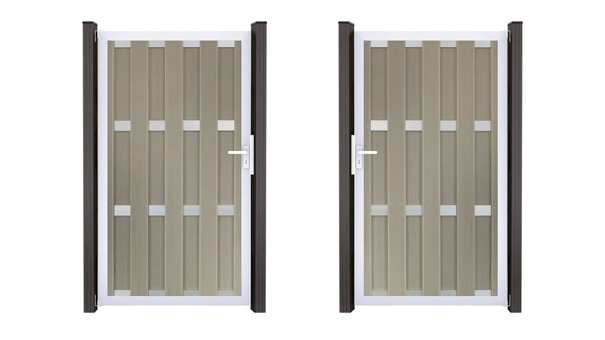 planeo Gardence Premade - Cancello BPC BiColor Sand 100 x 180 x 4 cm - Telaio in alluminio argento
