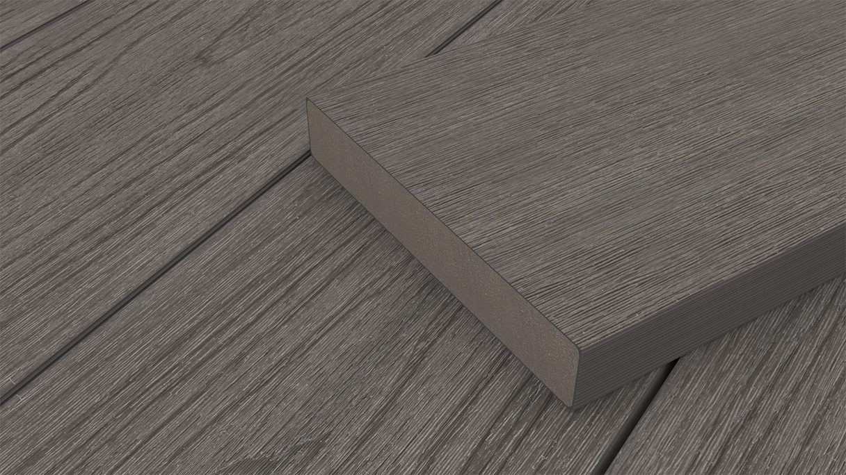 planeo UNIDeck - Listello per terrazza rivestito in WPC CoEx, grigio scuro, 3 m - strutturato/liscio spazzolato
