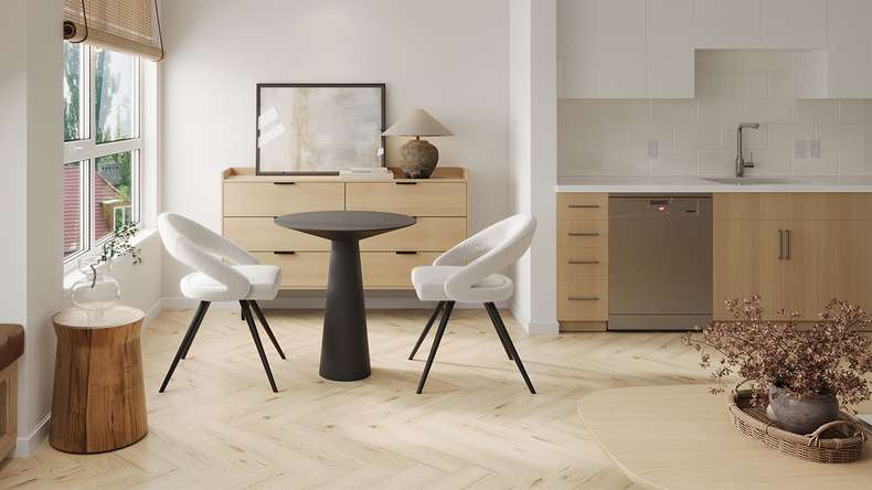 planeo Vinile rigido a incastro - Rovere chiaro a spina di pesce | isolamento acustico integrato (DF-KH-251-055)