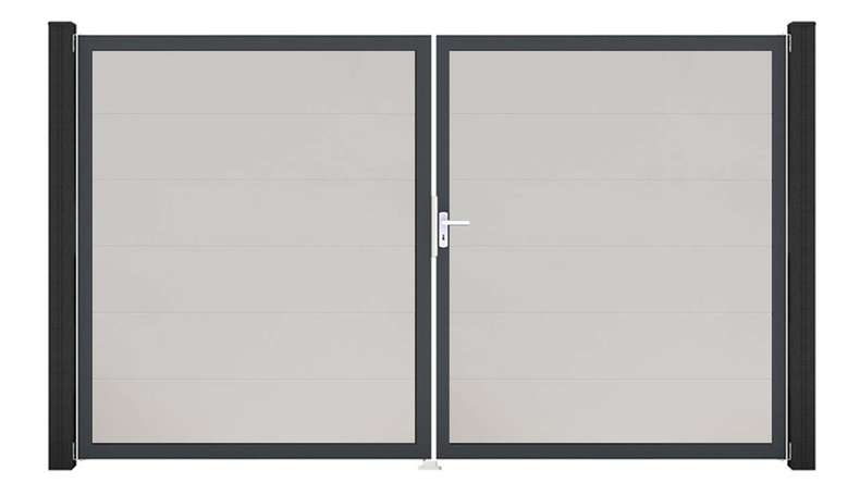 planeo Gardence Simply - Porta in PVC - DIN Destro a 2 ante Bianco con telaio in alluminio antracite