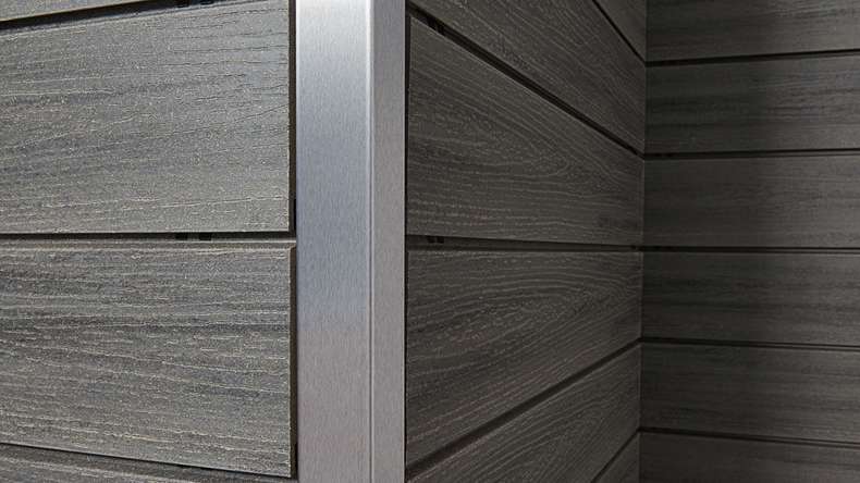 planeo Fassado - Rivestimento di facciata a fasce romboidali WPC grigio grafite
