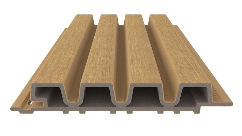 planeo LINEA Slim - Rivestimento per facciate in WPC CoEx, colore sabbia, 2900 x 215 mm