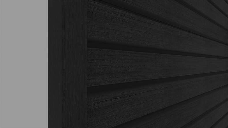 planeo LINEA Wide - Rivestimento per facciate in WPC CoEx, nero, 2900 x 181 mm