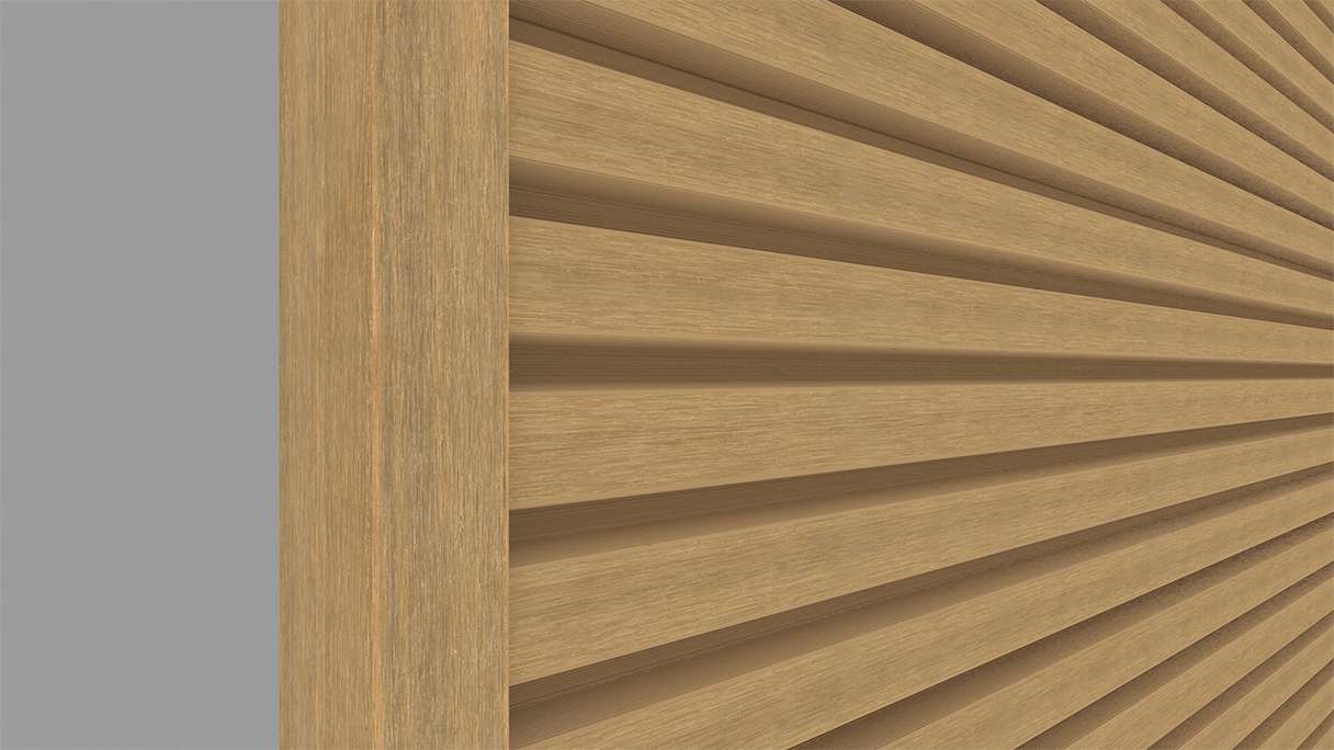 planeo LINEA - Profilo terminale in alluminio CoEx, color sabbia, 3000 x 74 x 61 mm