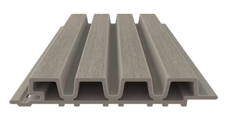 planeo LINEA Slim - Rivestimento per facciate in WPC CoEx, grigio chiaro, 2900 x 215 mm