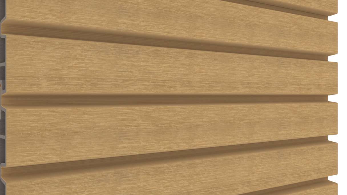 planeo LINEA Wide - Rivestimento per facciate in WPC CoEx, colore sabbia, 2900 x 181 mm