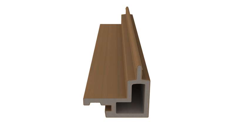 planeo LINEA - Angolo esterno in WPC CoEx, finitura teak birmano, 2900 x 62 x 55 mm