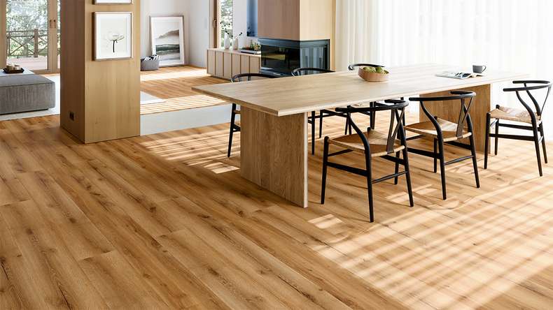 planeo Vinile rigido Klick - SolutionX 2in1 BigSize Atelier Oak Tavola XL lunga 1,83 m | isolamento acustico integrato (ECF-BS-85)
