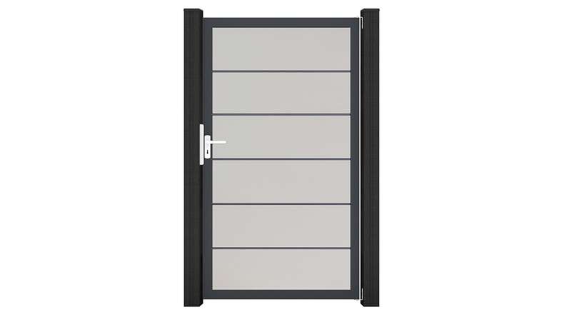 planeo Gardence Simply Premium - Cancello universale in PVC bianco con telaio in alluminio 100 x 180 cm
