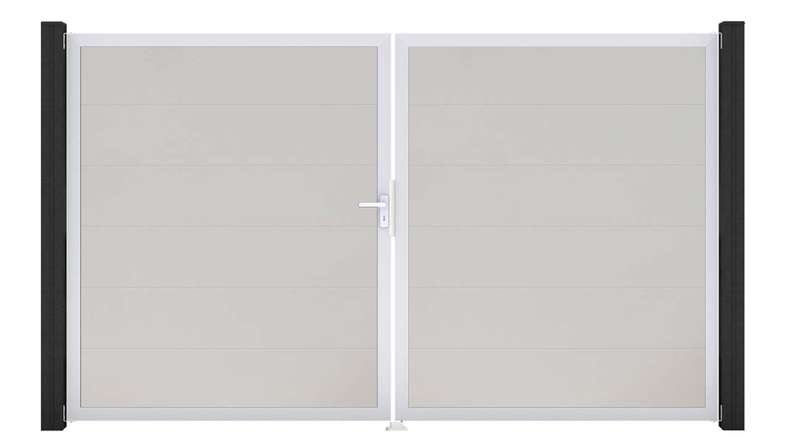 planeo Gardence Simply - Porta in PVC - DIN Sinistro a 2 ante Bianco con telaio in alluminio argento