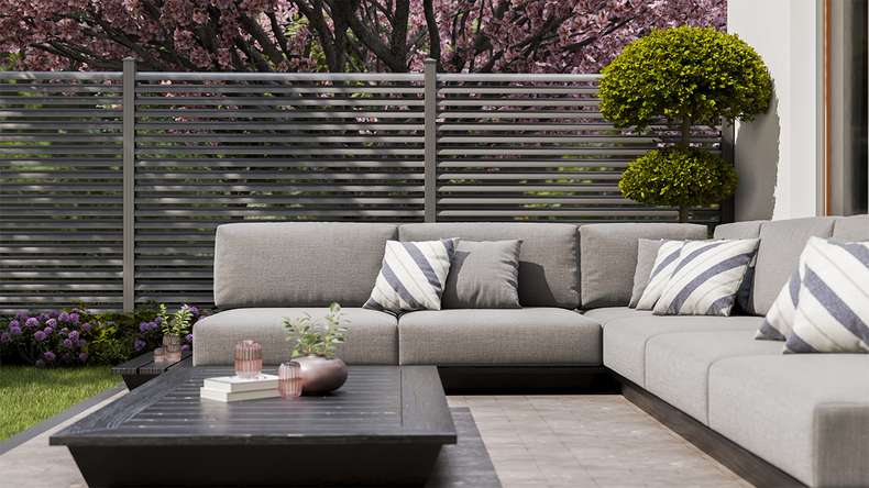 planeo Gardence Metallic Ellipse - Recinzione da giardino in alluminio quadrata Antracite | DB703