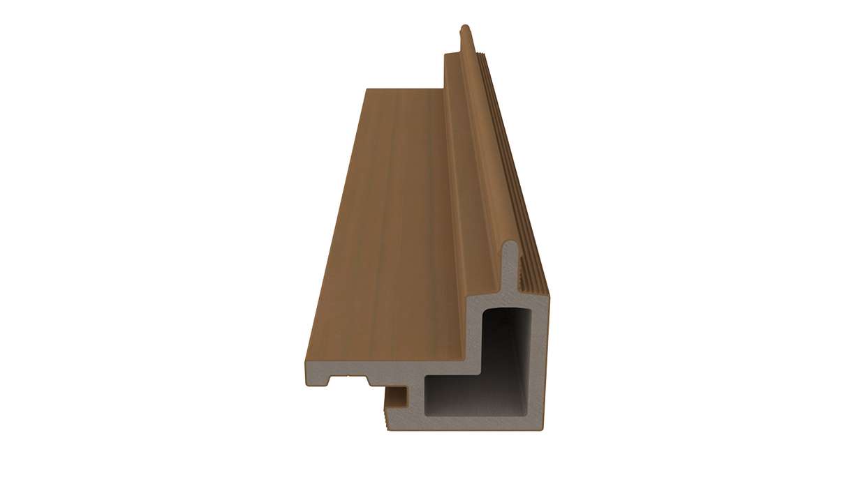 planeo LINEA - Angolo esterno in WPC CoEx, finitura teak birmano, 2900 x 62 x 55 mm