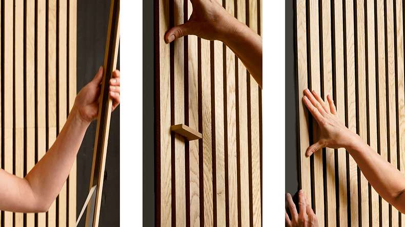 Skaben Pannelli acustici SilentWall Easy-Sticks - rovere marrone chiaro - 250 x 3,45 cm
