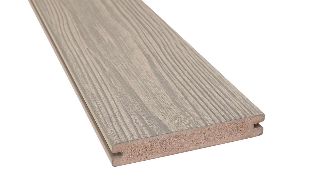 planeo Authentic Wood - Listelli per terrazze BPC massicci - Misty Grey strutturato