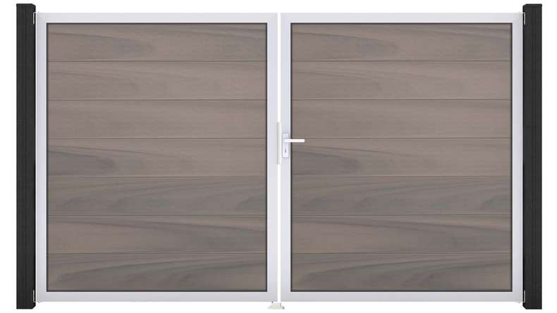 planeo Gardence Strong XL - Cancello BPC - a 2 ante, bicolore co-ex con telaio in alluminio