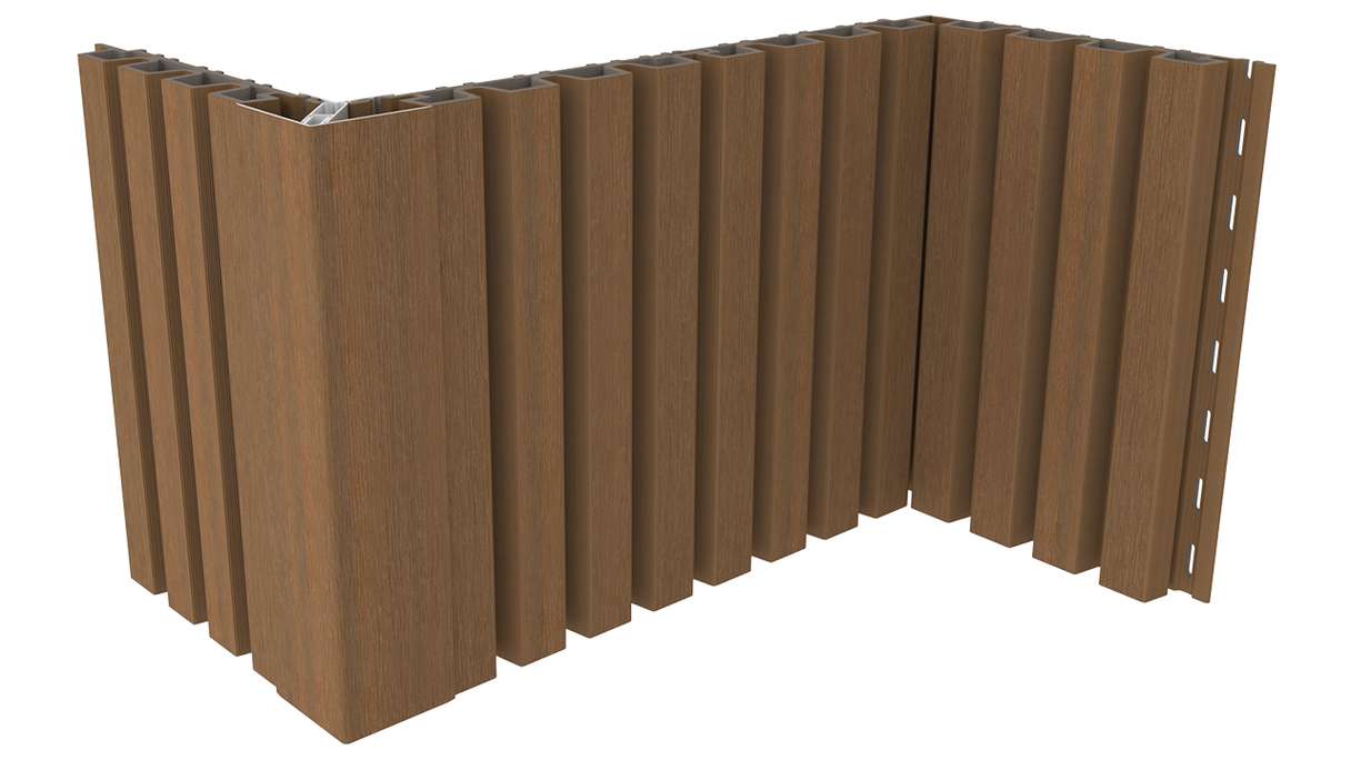 planeo LINEA Slim - Rivestimento per facciate in WPC CoEx, finitura Teak della Birmania, 2900 x 215 mm
