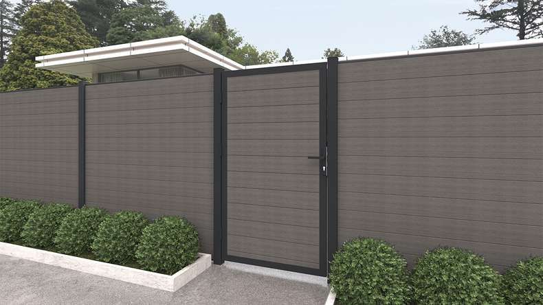 planeo INFINITY - Recinzione a innesto WPC CoEx grigio scuro 176 x 183 cm