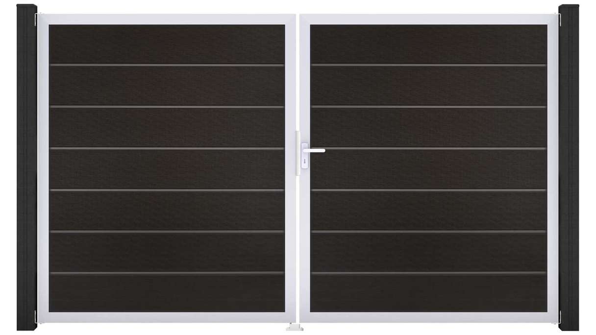 planeo Gardence Deluxe - Cancello BPC - a due ante, nero co-ex con telaio in alluminio