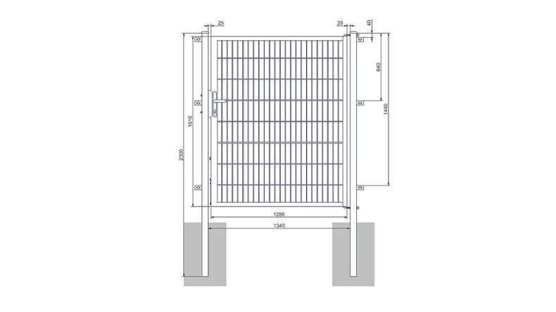 Porta universale media a 1 pannello zincata a caldo A 1600 x L 1340 mm inclusi i pali della porta