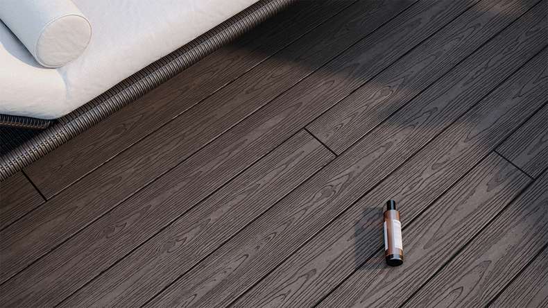 planeo CoEXWood WPC decking set completo tavola piena - marrone chiaro/marrone scuro strutturato
