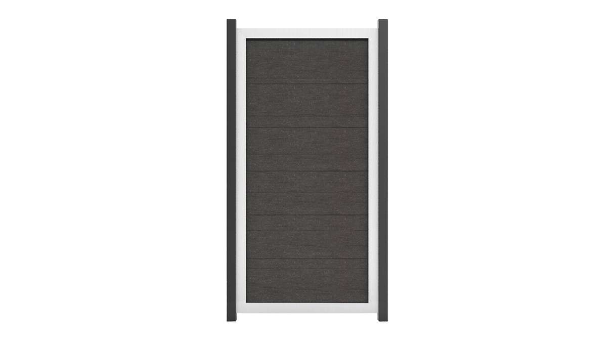 planeo Gardence Guard - Recinzione in BPC verticale Grigio antracite con telaio in alluminio in argento