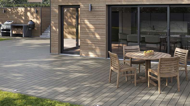 planeo AntikWood WPC set completo di tavole massicce - Grigio pietra anticato