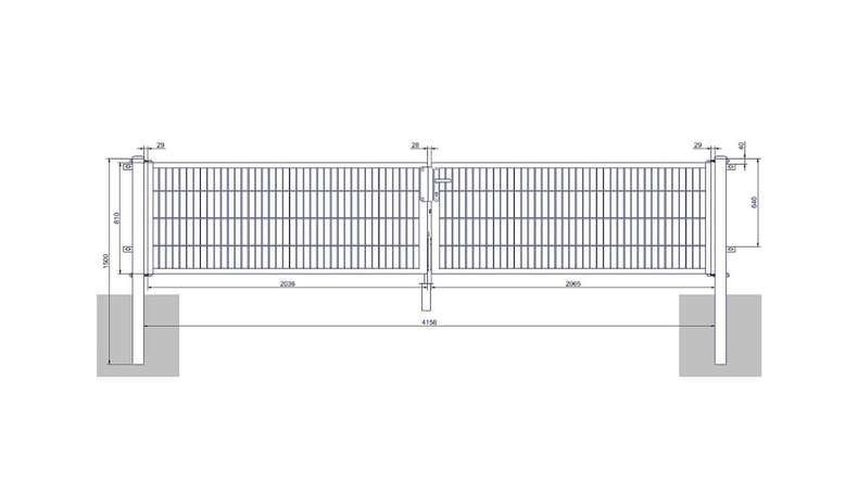 Porta universale media a 2 ante verde muschio A 800 x L 4158 mm inclusi i pali della porta