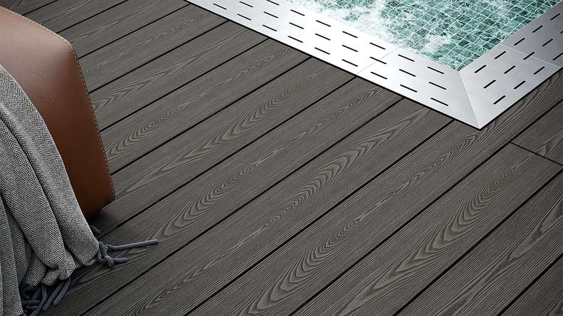 planeo SolidWood WPC tavola solido - Grigio scuro 3m francese/strutturato